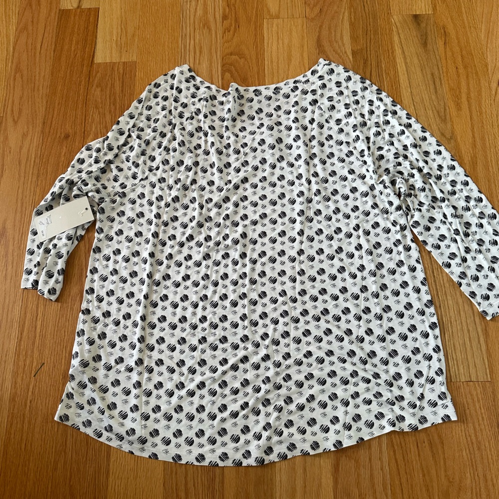 Sejour Cream Black 3/4 Sleeve Knit Top Blouse 0X NWT